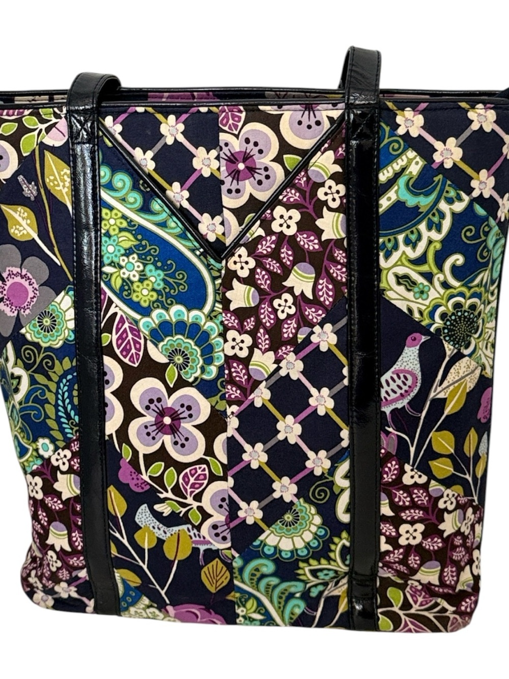 Vera Bradley Retired Nightingale Tall Tote Rhythm Blues Plum ,
